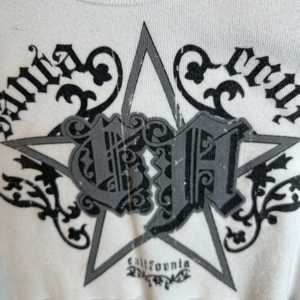 Y2K Santa Cruz, CA Women's Ribbed Cropped Baby Tank Top XS Tribal West coast - Picture 5 of 5